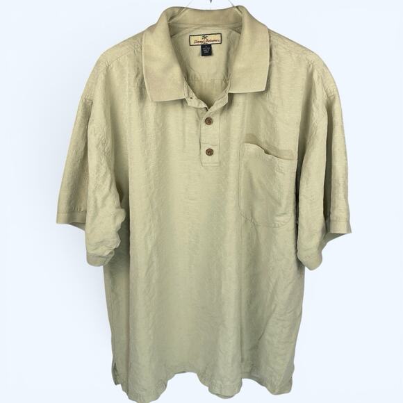 Tommy Bahama Other - Tommy Bahama Silk Polo Shirt Beige Men's Size XL